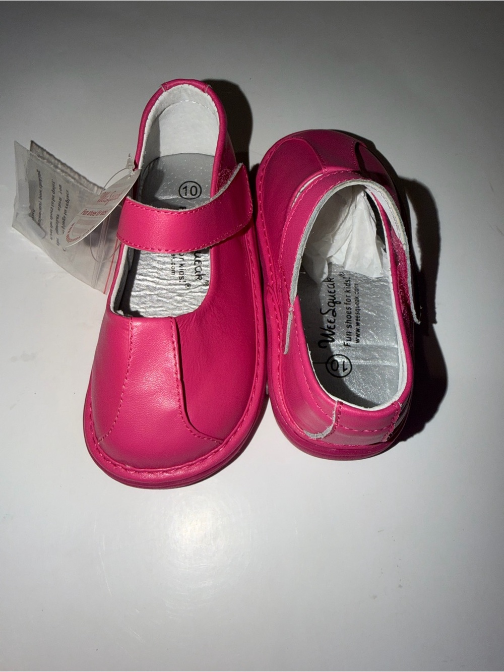 Wee Squeak Hot Pink Leather Squeaker Mary Janes